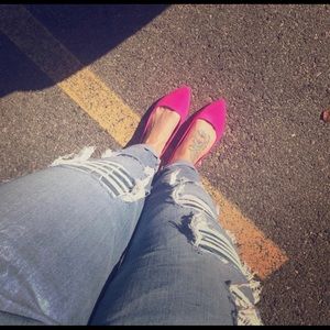 Bright pink flats